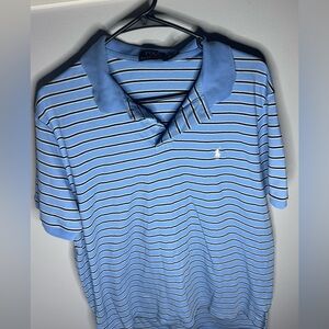 Ralph Lauren Men's Light Blue Striped Polo Shirt